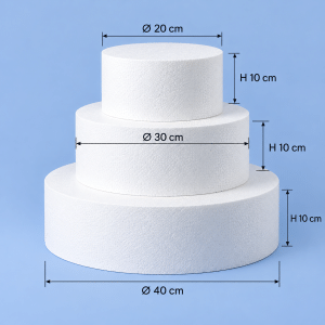 Set of three polystyrene bases, dimensions 40 x 30 x 20, height 10